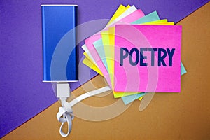 Word writing text Poetry. Business concept for Literary work Expression of feelings ideas with rhythm Poems writing Multiple colou