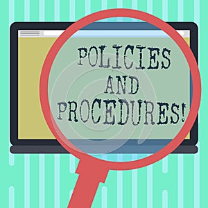 Word writing text Policies And Procedures. Business concept for Set of rules guidelines created by any organization