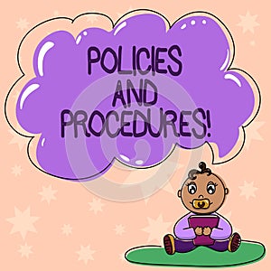 Word writing text Policies And Procedures. Business concept for Set of rules guidelines created by any organization Baby