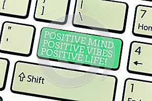 Word writing text Positive Mind Positive Vibes Positive Life. Business concept for Motivation inspiration to live