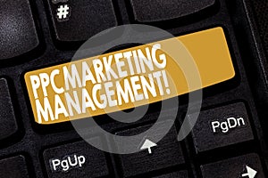 Word writing text Ppc Marketing Management. Business concept for Overseeing and analysisaging a company s is PPC ad