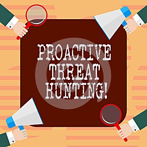 Word writing text Proactive Threat Hunting. Business concept for focused and iterative approach to searching out Hu