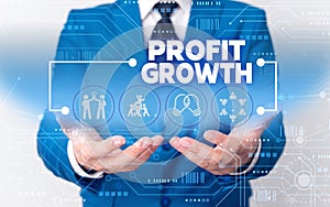 Word writing text Profit Growth. Business concept for Objectives Interrelation of Overall Sales Market Shares Male human