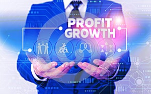 Word writing text Profit Growth. Business concept for Objectives Interrelation of Overall Sales Market Shares Male human