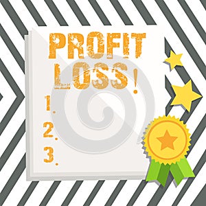 Word writing text Profit Loss. Business concept for Financial year end account contains total revenues and expenses