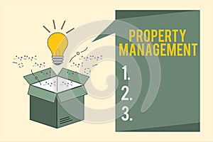 Word writing text Property Management. Business concept for Overseeing of Real Estate Preserved value of Facility