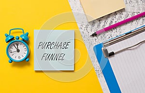 Word writing text Purchase Funnel. Business concept for consumer model which illustrates customer journey Notepads