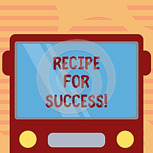 Word writing text Recipe For Success. Business concept for tricks and guides in order to achieve certain goals Drawn Flat Front