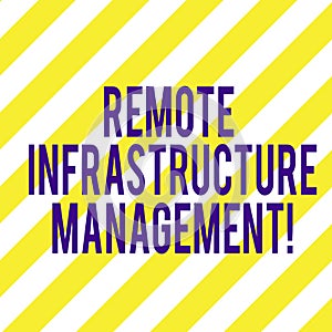 Word writing text Remote Infrastructure Management. Business concept for Managing of computer hardware and software