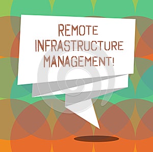 Word writing text Remote Infrastructure Management. Business concept for Managing of computer hardware and software Folded 3D