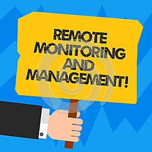 Word writing text Remote Monitoring And Management. Business concept for Long distance monitor data analysisager Hu