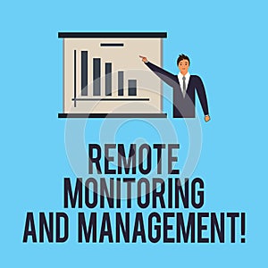 Word writing text Remote Monitoring And Management. Business concept for Long distance monitor data analysisager Man in