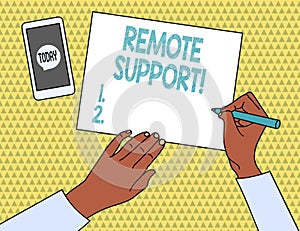 Word writing text Remote Support. Business concept for help endusers to solve computer problems and issues remotely.