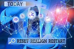 Word writing text Reset Realign Restart. Business concept for Life audit will help you put things in perspectives Picture photo photo