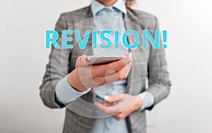 Word writing text Revision. Business concept for action of revising over someone like auditing or accounting Business