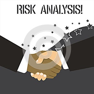 Word writing text Risk Analysis. Business concept for review of the risks associated with a particular event Hand Shake