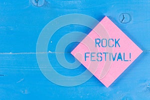 Word writing text Rock Festival. Business concept for Largescale rock music concert featuring heavy metals genre. photo