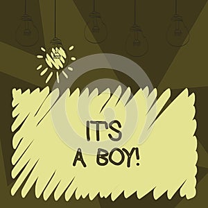 Word writing text It S A Boy. Business concept for Expecting a male baby cute blue colors a lot of car toys.