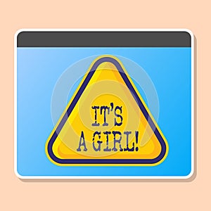 Word writing text It S A Girl. Business concept for Female baby coming Gender reveal Celebration.