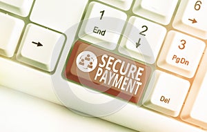 Word writing text Secure Payment. Business concept for Security of Payment refers to ensure of paid even in dispute