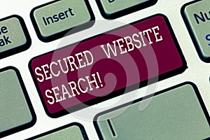 Word writing text Secured Website Search. Business concept for browser and website communications are encrypted Keyboard