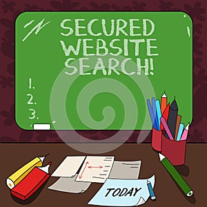 Word writing text Secured Website Search. Business concept for browser and website communications are encrypted Mounted