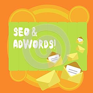 Word writing text Seo And Adwords. Business concept for they are main tools components of Search Engine Marketing Closed