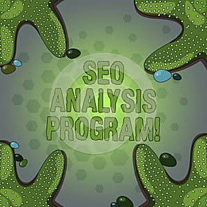 Word writing text Seo Analysis Program. Business concept for A tool to use to improve a visibility of a website Starfish