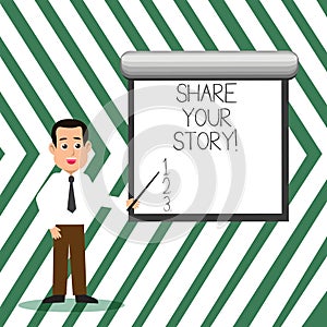 Word writing text Share Your Story. Business concept for Tell demonstratingal experiences talk about yourself