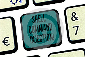 Word writing text Shell Comanalysisd Injection. Business concept for used by hackers to execute system comanalysisds on photo