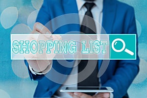 Word writing text Shopping List. Business concept for Discipline approach to shopping Basic Items to Buy