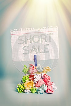 Word writing text Short Sale. Business concept for Home that is offered at a price that is less than the amount owed