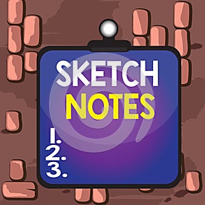 Word writing text Sketch Notes. Business concept for visual notetaking Combination of notetaking and doodling Clipboard photo
