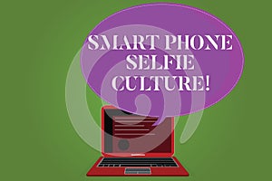 Word writing text Smart Phone Selfie Culture. Business concept for Self Portrait Social Network Photography Certificate