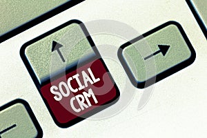 Word writing text Social Crm. Business concept for Customer relationship analysisagement used to engage with customers