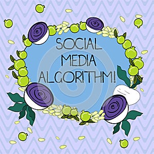Word writing text Social Media Algorithm. Business concept for Sorting all post and show the most popular to user Floral