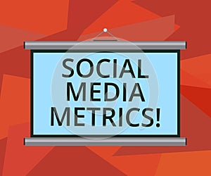 Word writing text Social Media Metrics. Business concept for Benchmarks that determine how well the campaign working