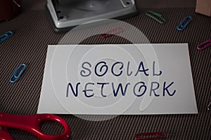 Word writing text Social Network. Business concept for Interactions Sharing Information Interdemonstratingal photo