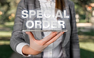 Word writing text Special Order. Business concept for Specific Item Requested a Routine Memo by Military Headquarters photo