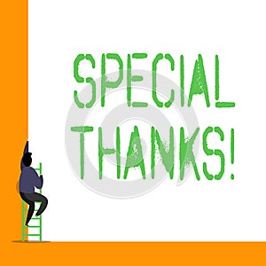 Word writing text Special Thanks. Business concept for expression of appreciation or gratitude or an acknowledgment.