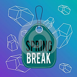 Word writing text Spring Break. Business concept for Vacation period at school and universities during spring Empty tag