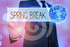 Word writing text Spring Break. Business concept for week s is vacation for students in the spring typically at Easter Elements of