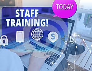 Word writing text Staff Training. Business concept for learn specific knowledge improve perforanalysisce in current