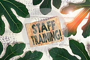 Word writing text Staff Training. Business concept for learn specific knowledge improve perforanalysisce in current