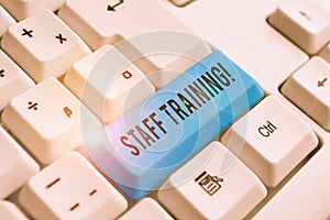 Word writing text Staff Training. Business concept for learn specific knowledge improve perforanalysisce in current