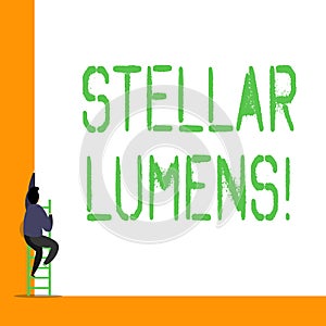 Word writing text Stellar Lumens. Business concept for cryptocurrency platform that uses on remittance and payments.
