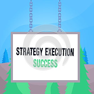 Word writing text Strategy Execution Success. Business concept for putting plan or list and start doing it well Whiteboard