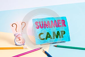 Word writing text Summer Camp. Business concept for supervised program for children conducted during the summer Mini size alarm