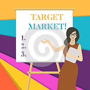 Word writing text Target Market. Business concept for Particular group of consumers which a product is aimed White