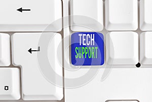 Word writing text Tech Support. Business concept for Assisting individuals who are having technical problems White pc